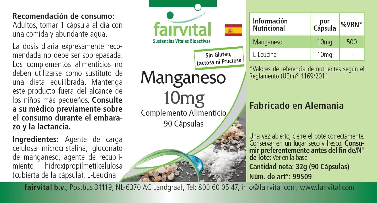 Fairvital Manganese 10 mg capsule 90 capsule vegane dosaggio alto