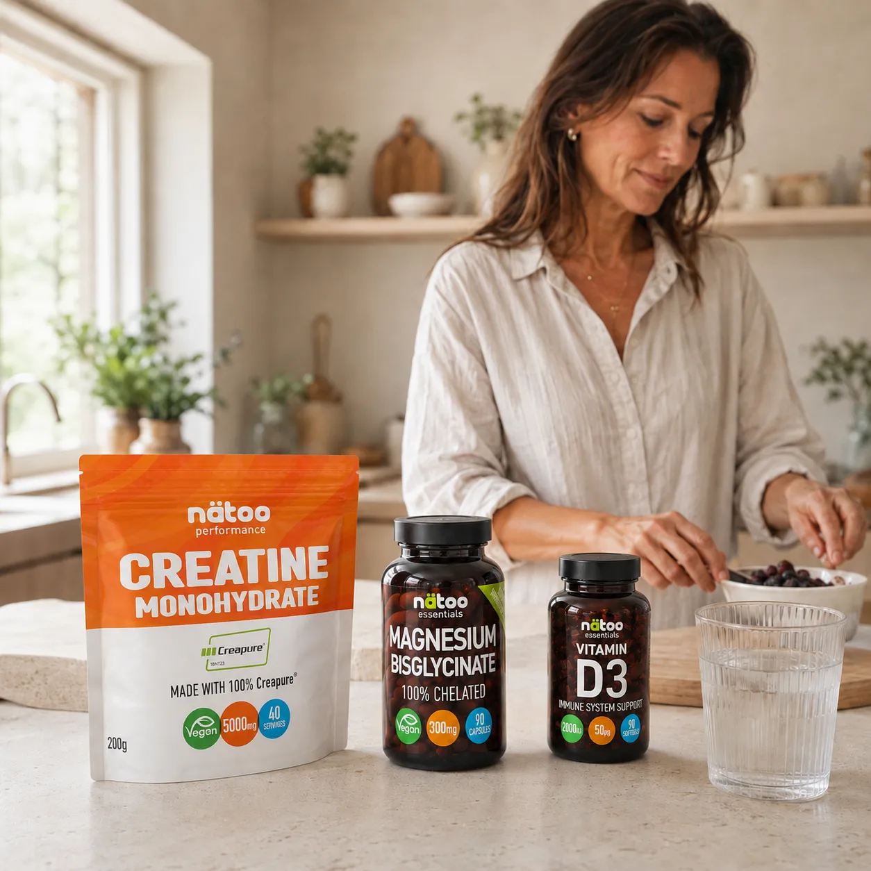 NATOO Essentials Donna 40+ Pack creatina D3 magnesio routine 40 anni
