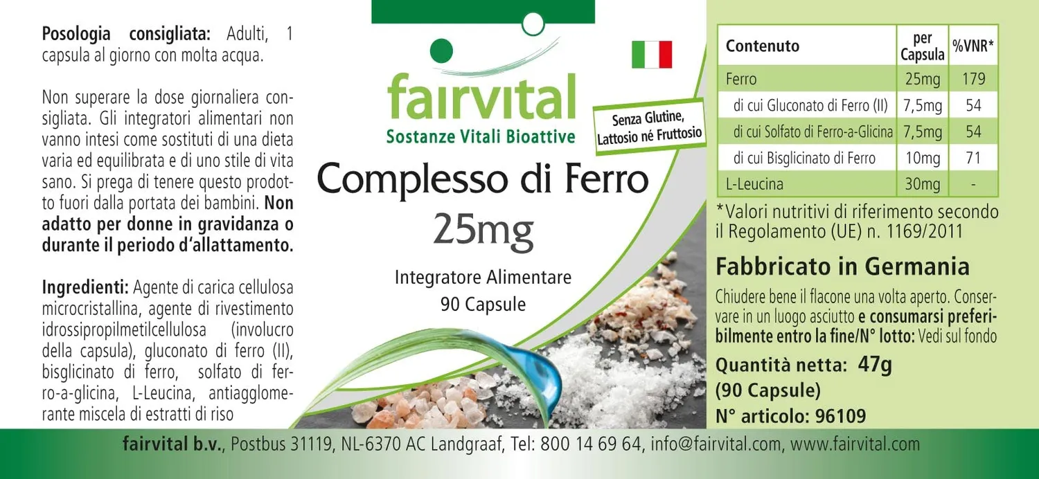 Fairvital Ferro Complesso 25mg capsule 90pz bivalente