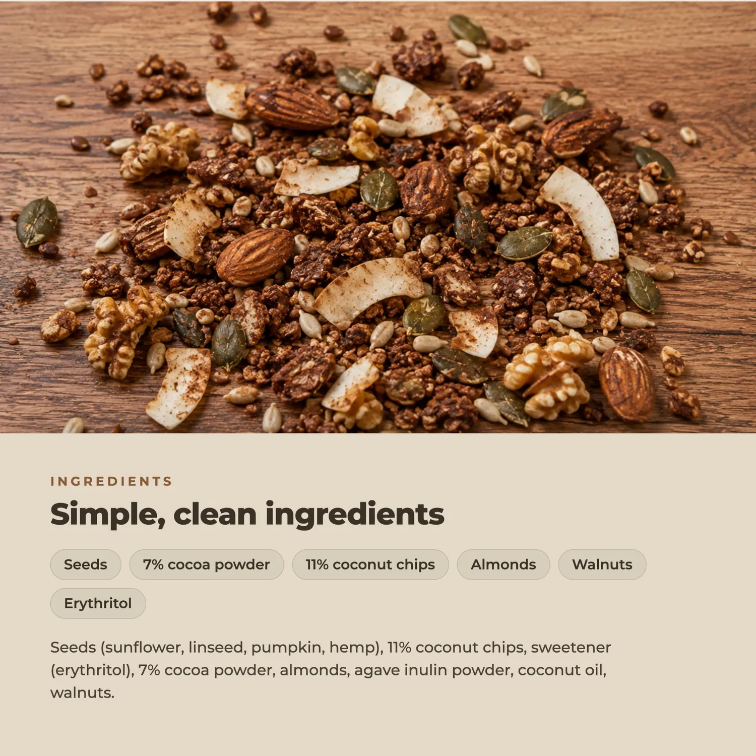 Go-Keto Granola Cocoa muesli keto 290 g al cacao