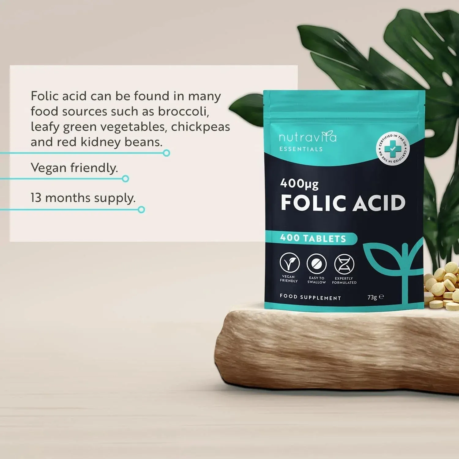 Nutravita Acido Folico 400 mcg integratore 400 compresse vegane