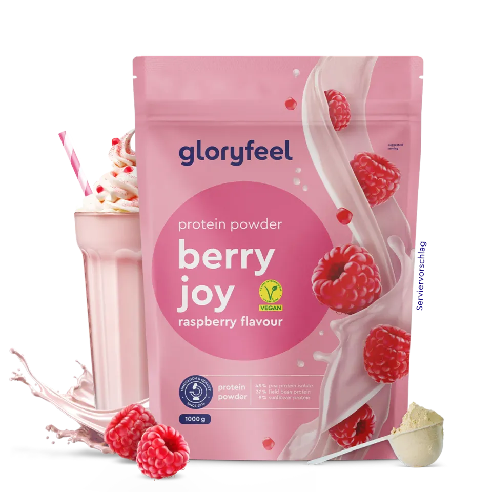 gloryfeel Berry Joy proteine polvere vegane 22 g frutti rossi
