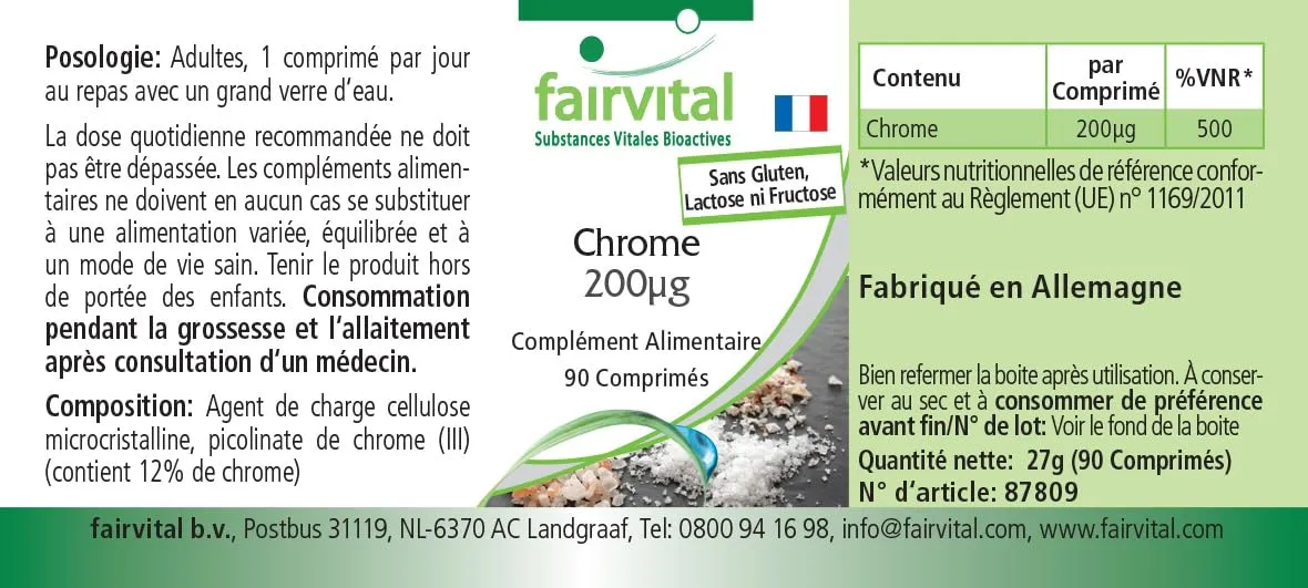 Fairvital Cromo 200 mcg compresse 90 compresse picolinato