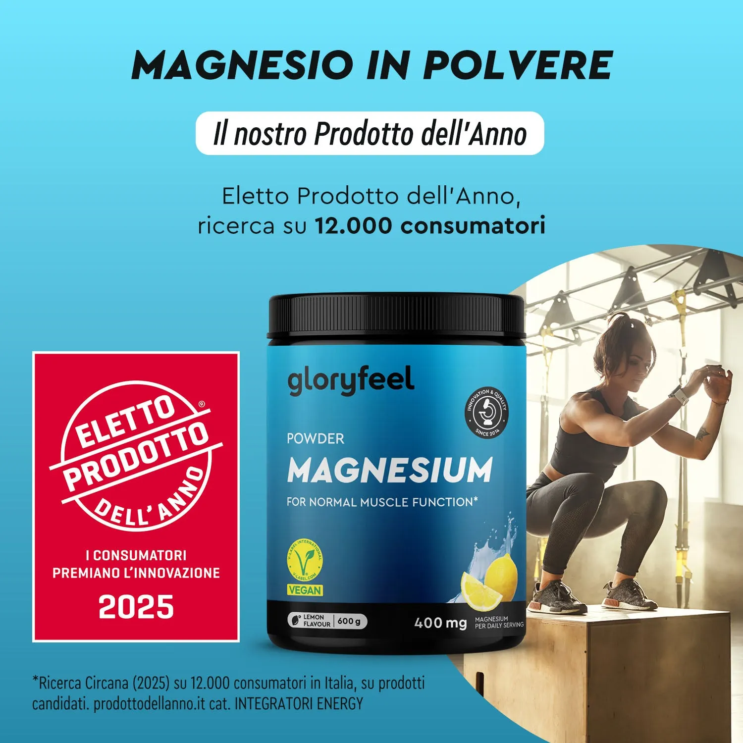 gloryfeel Magnesio polvere gusto limone bisglicinato malato
