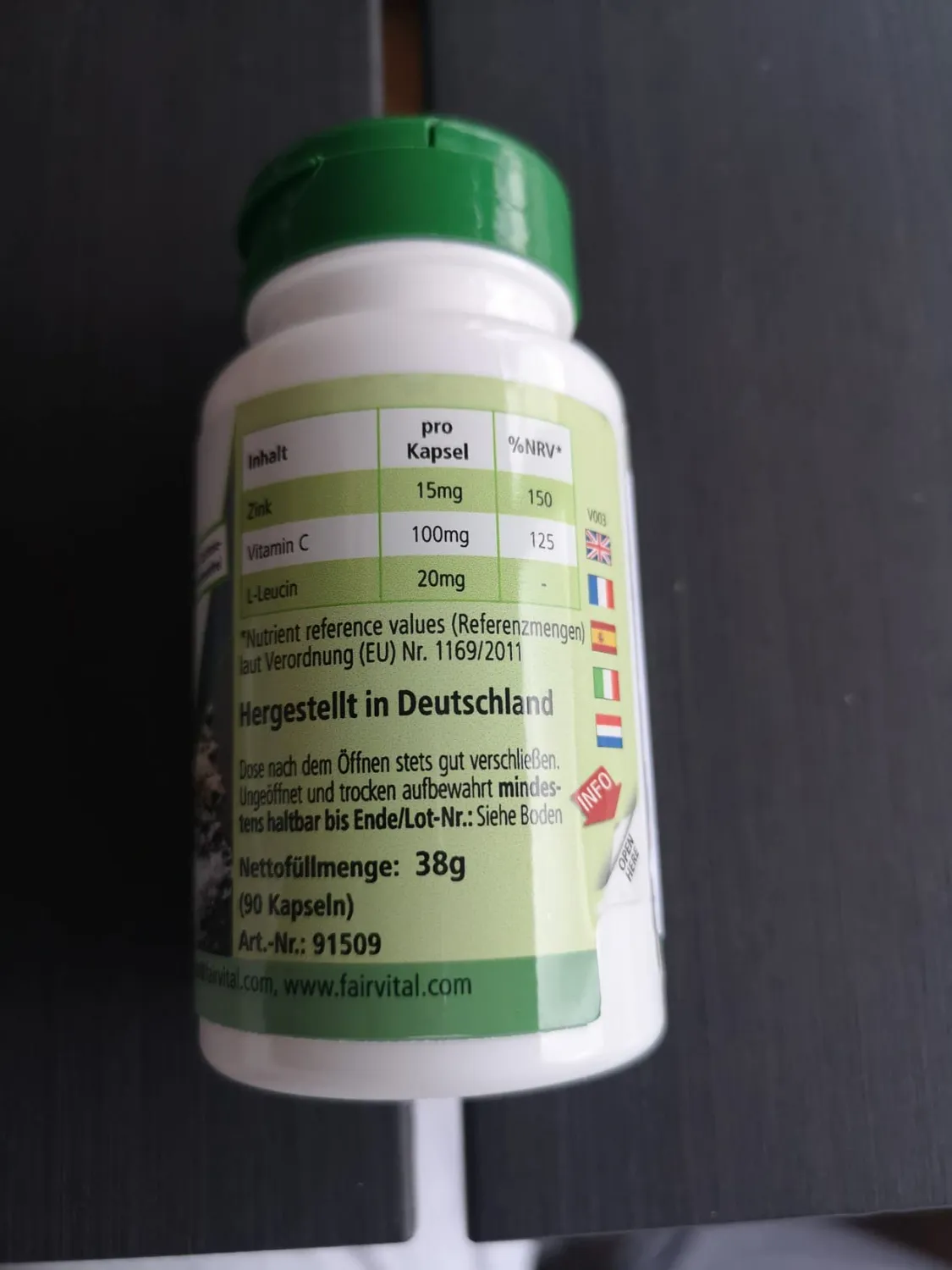 Fairvital Zinco Picolinato Vitamina C capsule 90 vegane zinco 10 mg