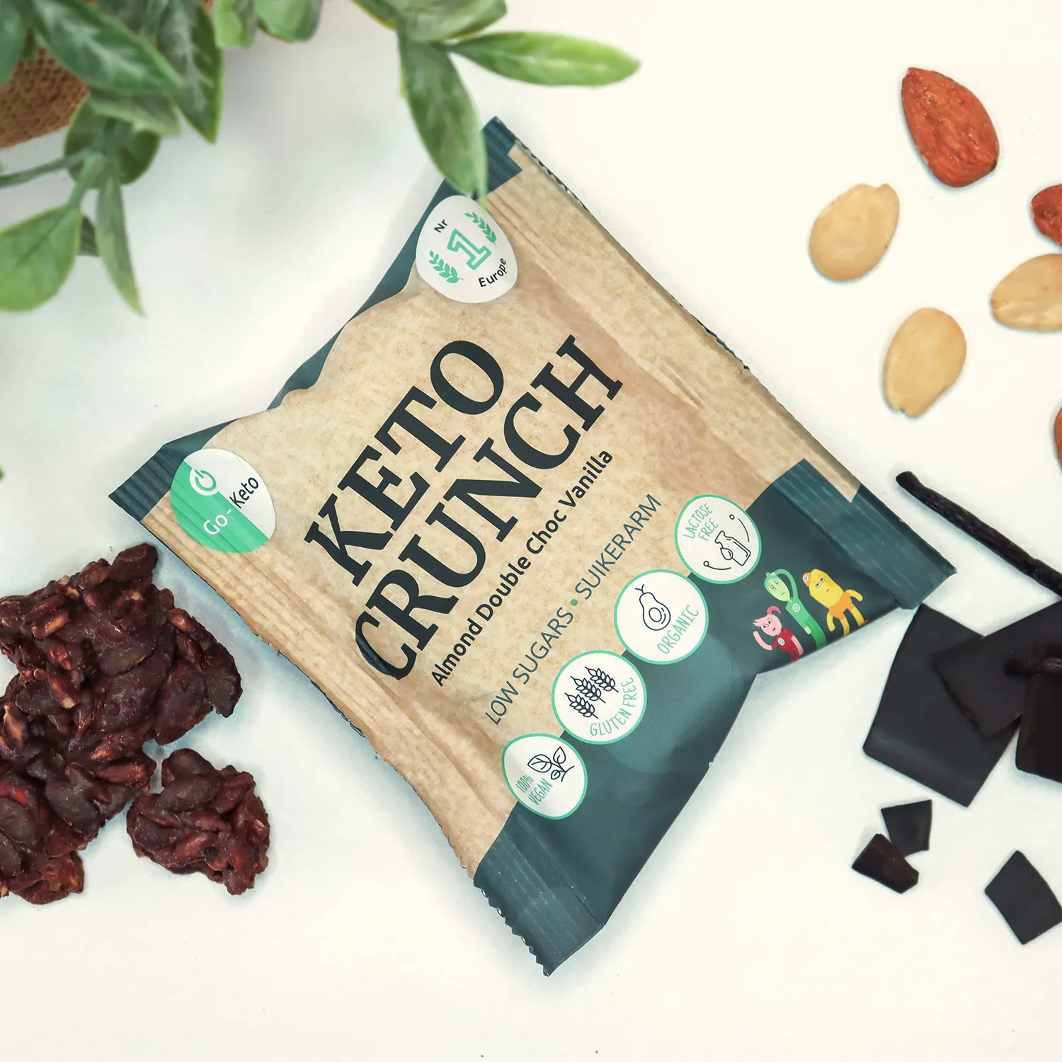 Go-Keto Crunch Almond Double Choc snack keto 10x40g bio