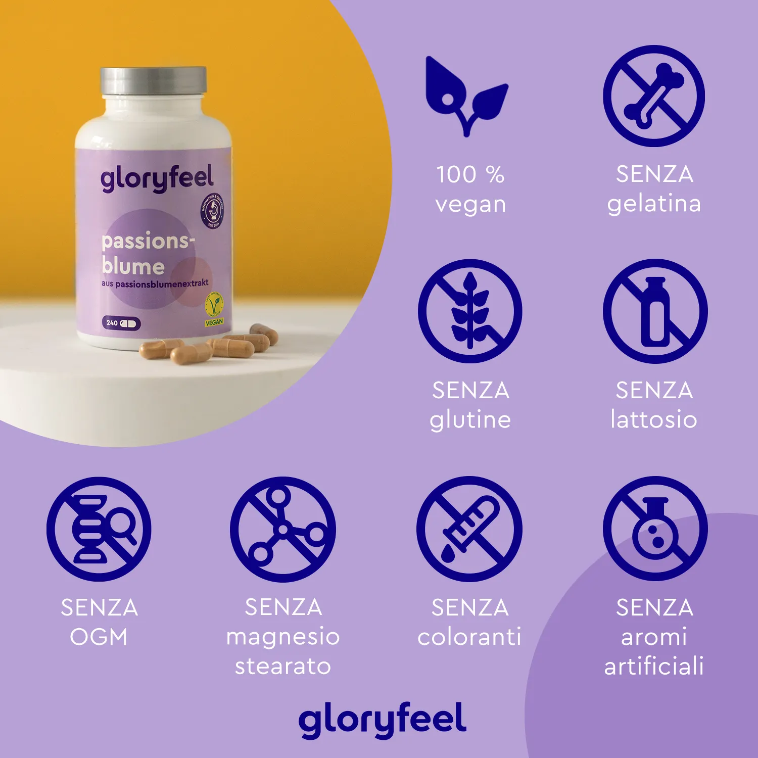 gloryfeel Passiflora Integratore 240 capsule rilassante