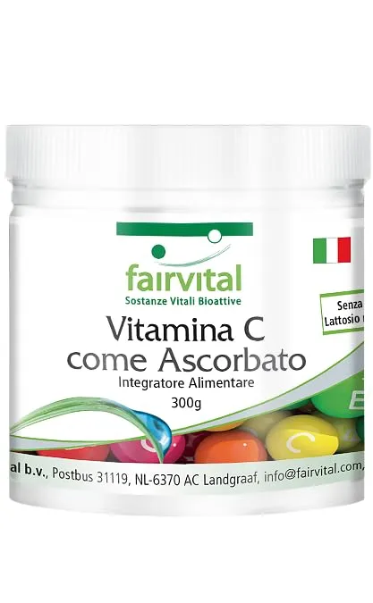 Fairvital Vitamina C polvere 300 g ascorbato calcio tamponata