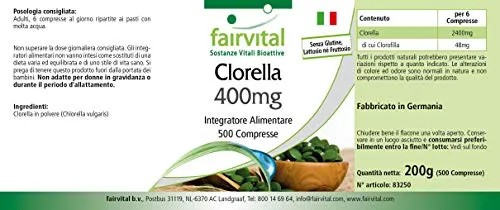 FAIRVITAL Clorella 400 mg 500 compresse alga vegana 80 giorni