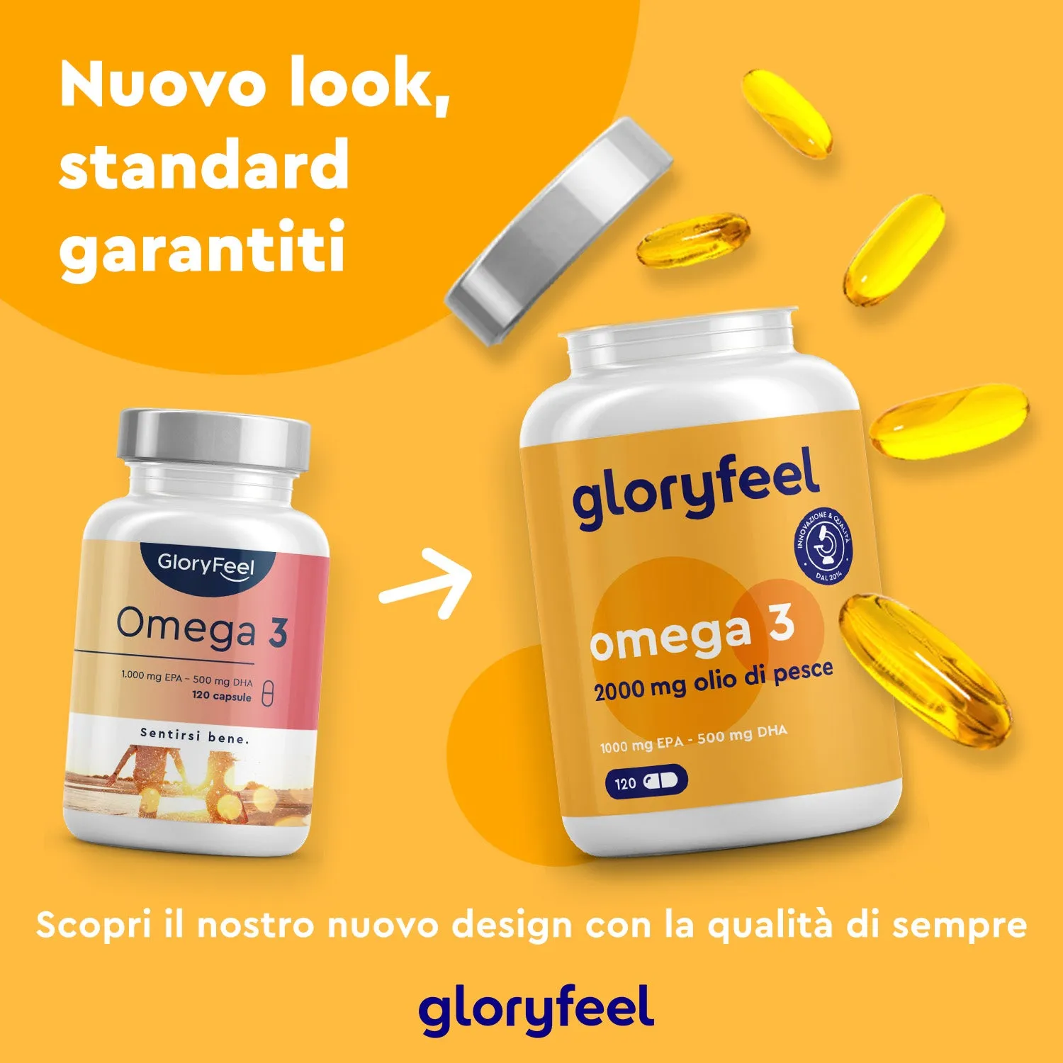 gloryfeel Omega 3 2000mg capsule olio di pesce 120 softgel EPA DHA
