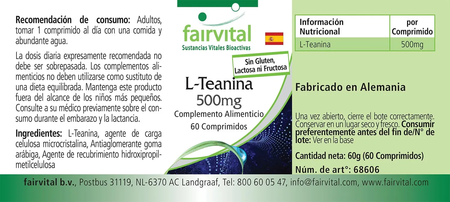 Fairvital L-Teanina 500 mg compresse 60 compresse vegane