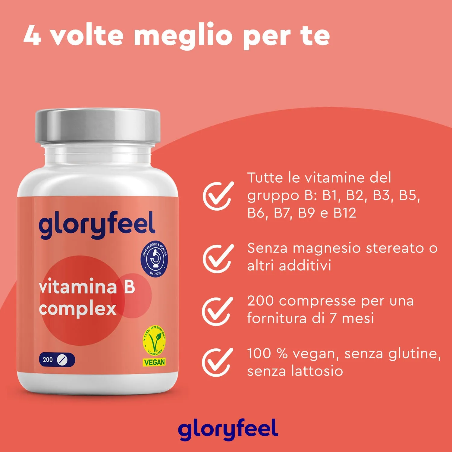 gloryfeel Vitamina B Complex compresse senza lattosio
