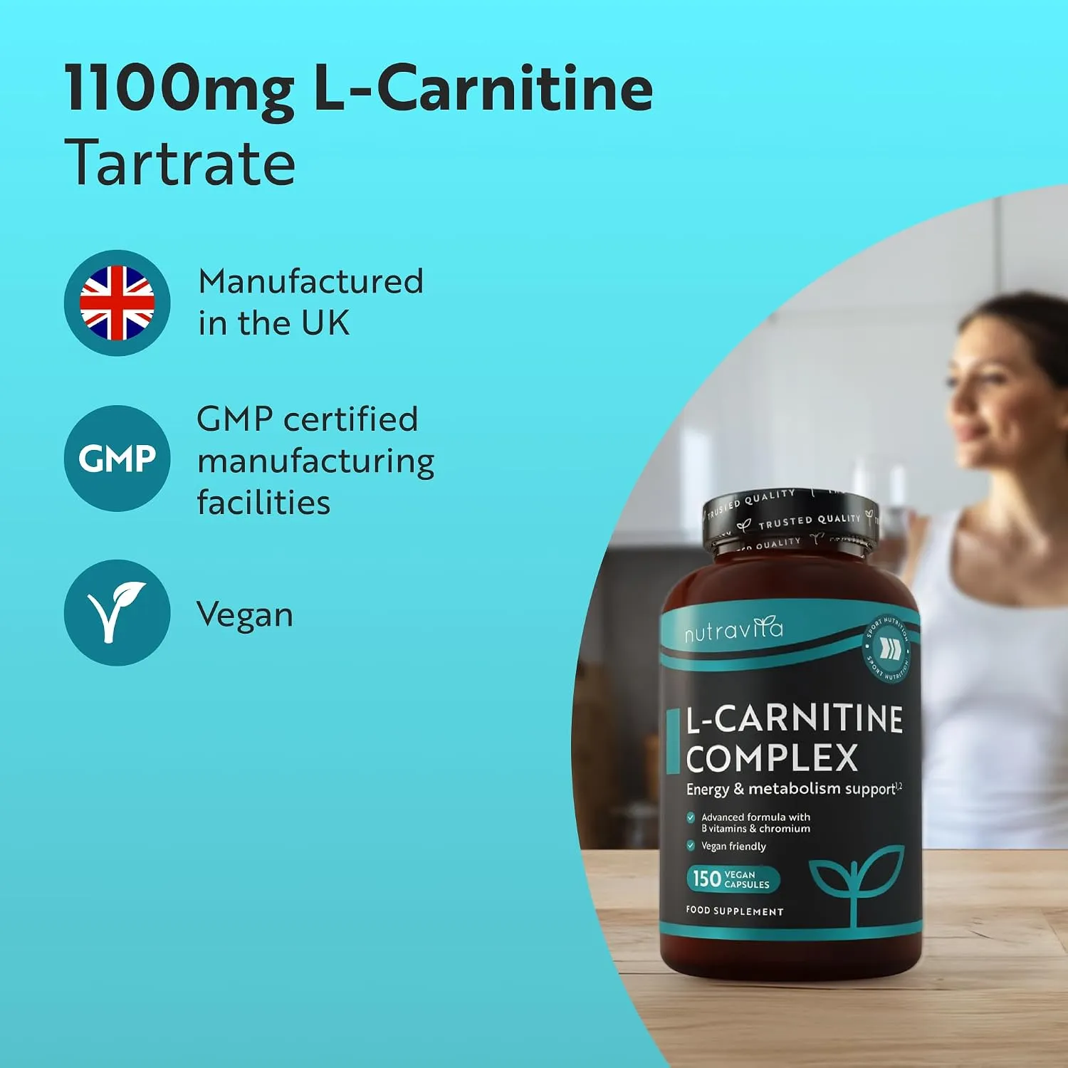 Nutravita L-Carnitina complesso 150 capsule vegane sport