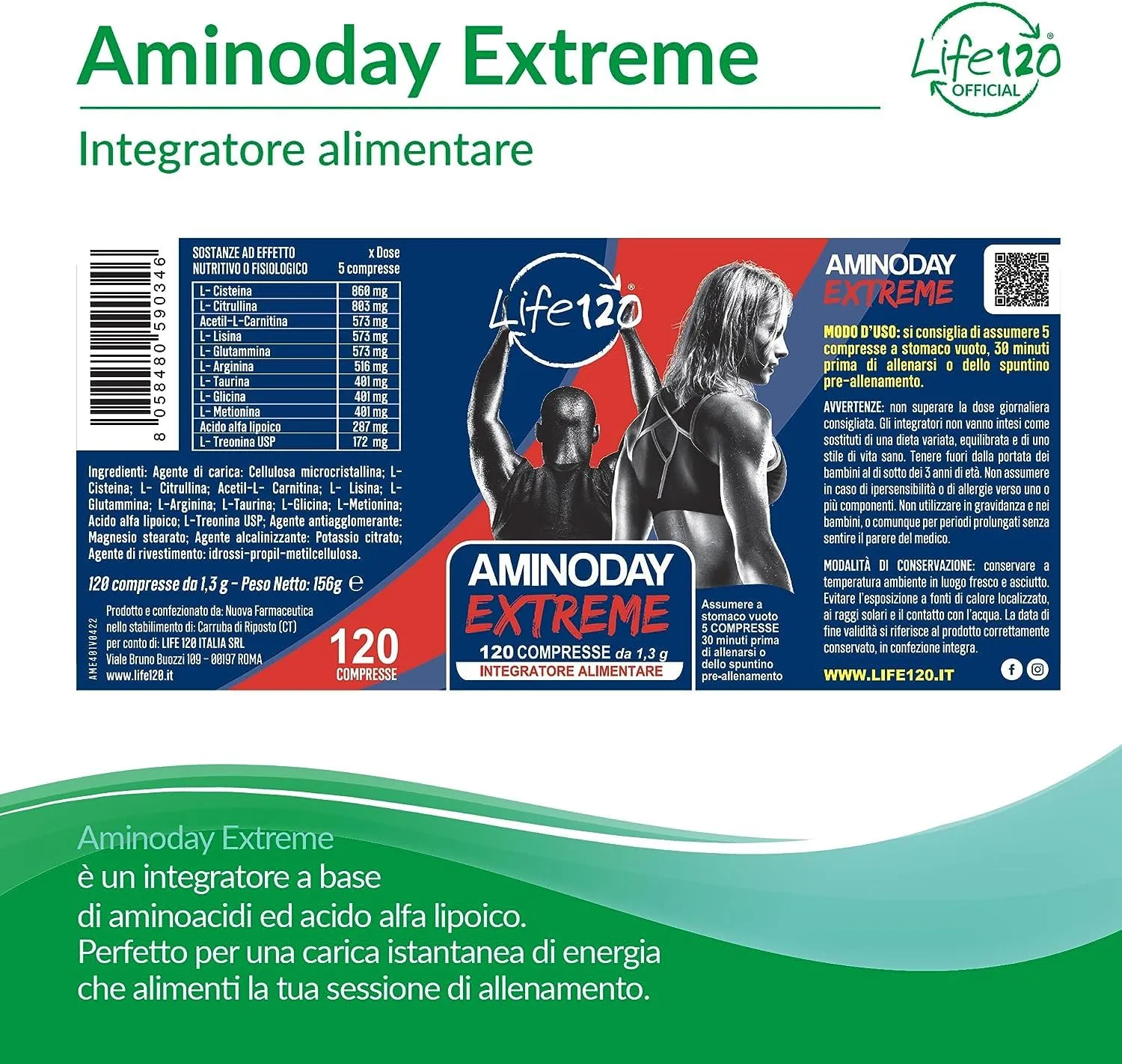 Life 120 Aminoday Extreme aminoacidi compresse 120 pezzi energia