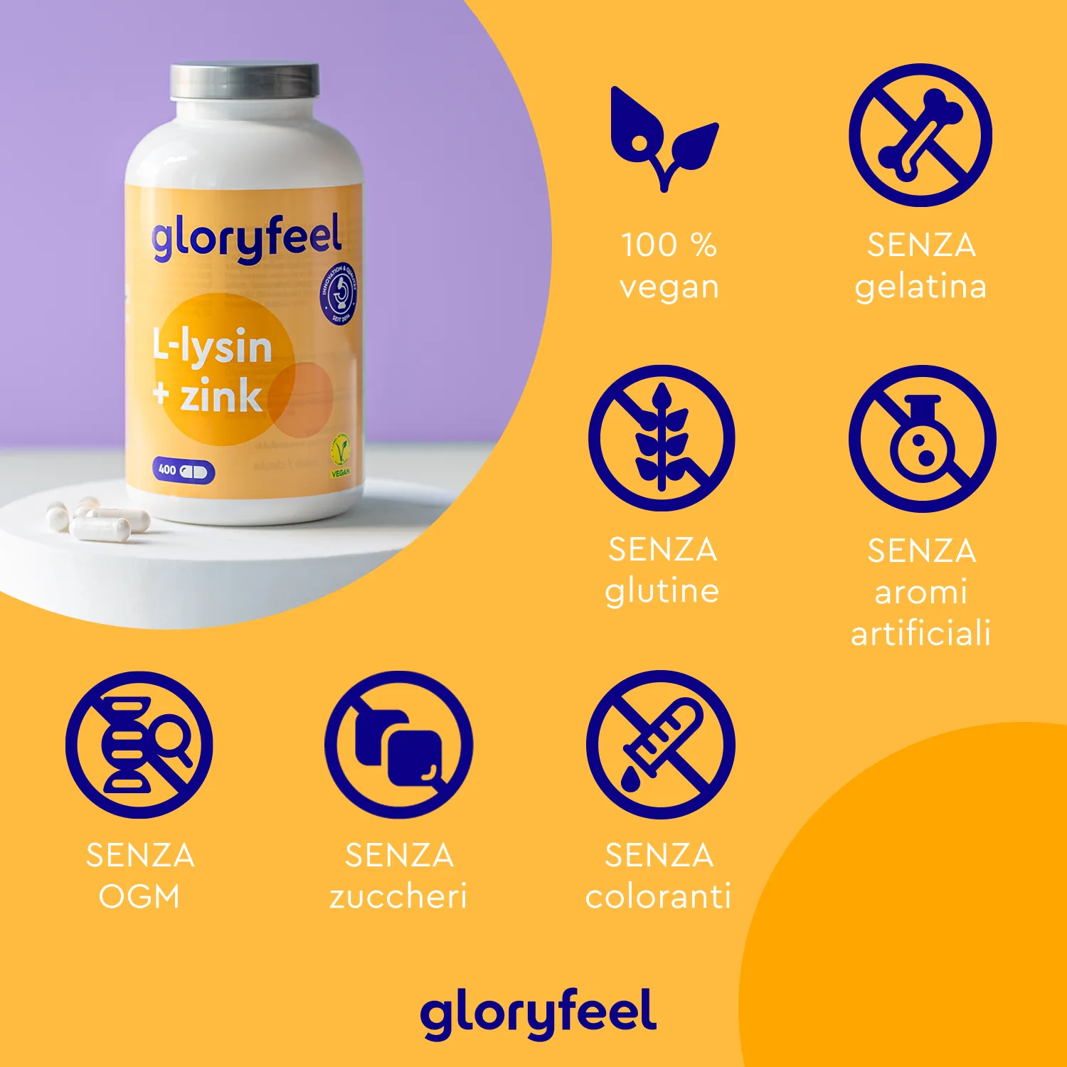 gloryfeel L-Lisina Zinco Capsule 400pz difese pelle