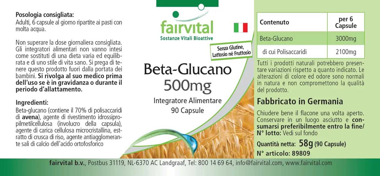 Fairvital Beta-Glucano Capsule 90 pz da Avena 500 mg