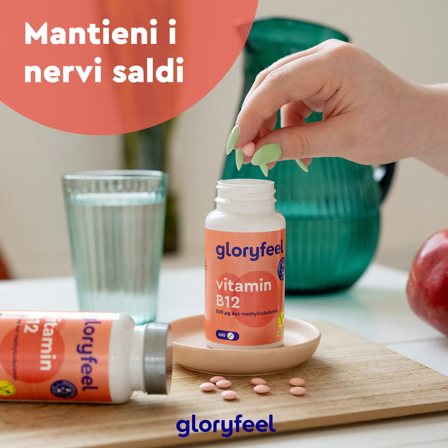 gloryfeel Vitamina B12 Metilcobalamina compresse vegane