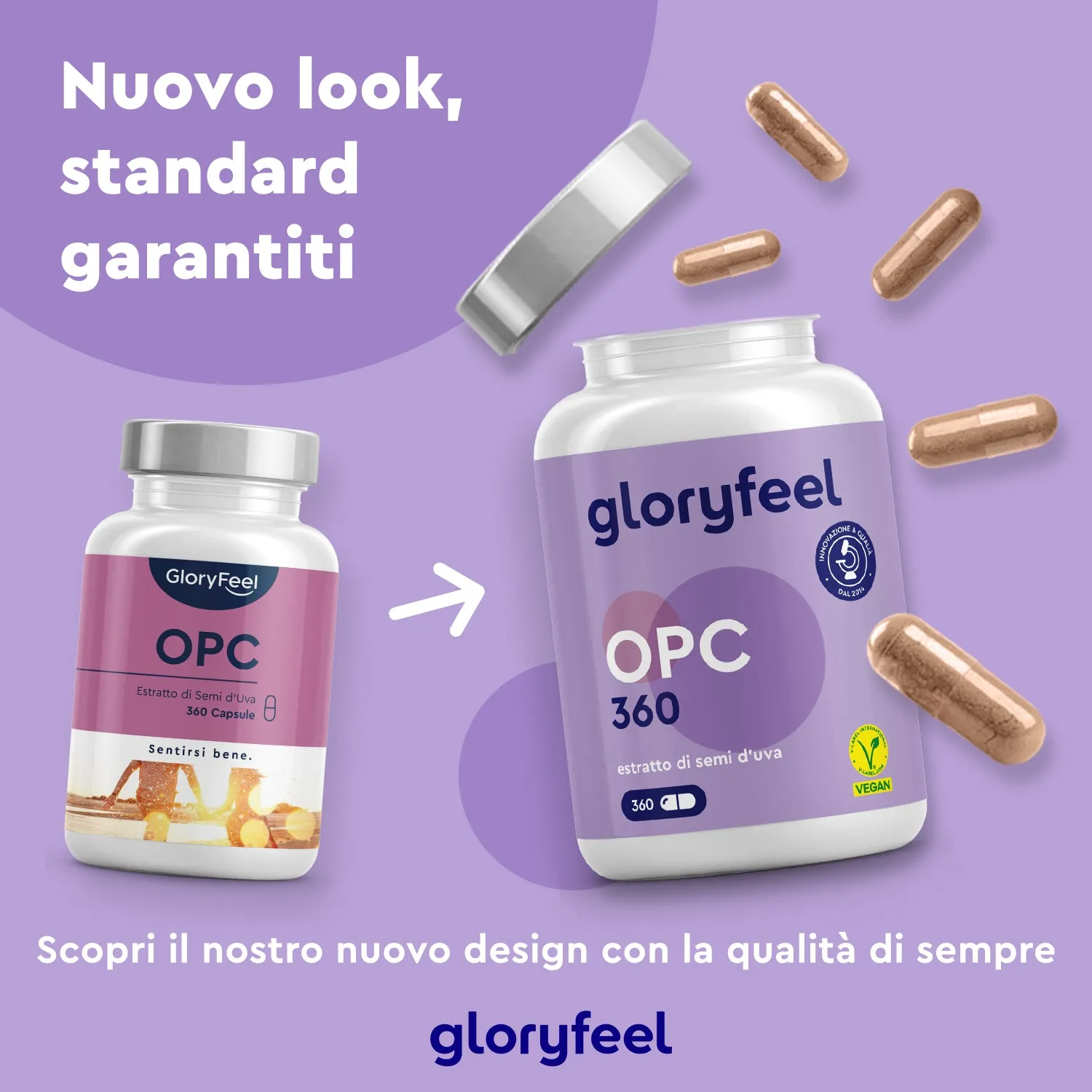 gloryfeel OPC 360 capsule integratore semi d'uva antiossidante
