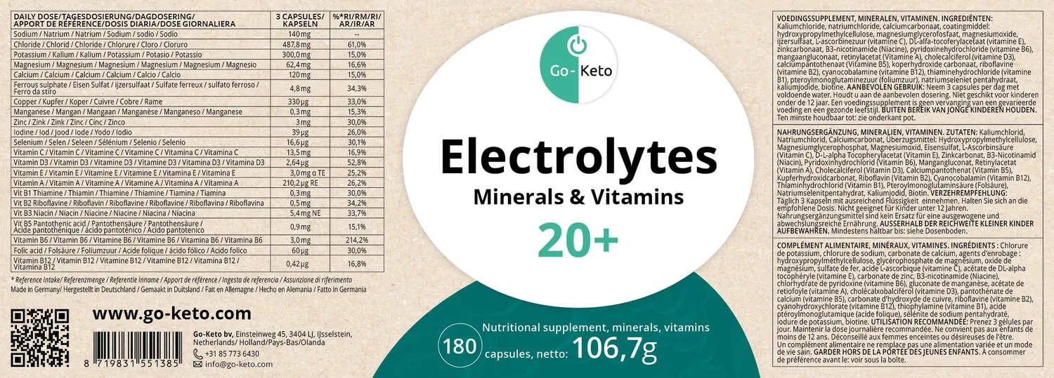 Go-Keto Electrolyte Mix integratore 180 capsule keto vitamine