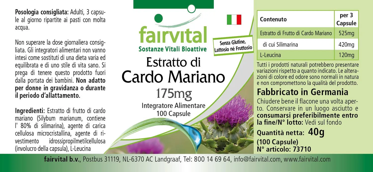 Fairvital Cardo Mariano capsule 100 da 175 mg silimarina 80%