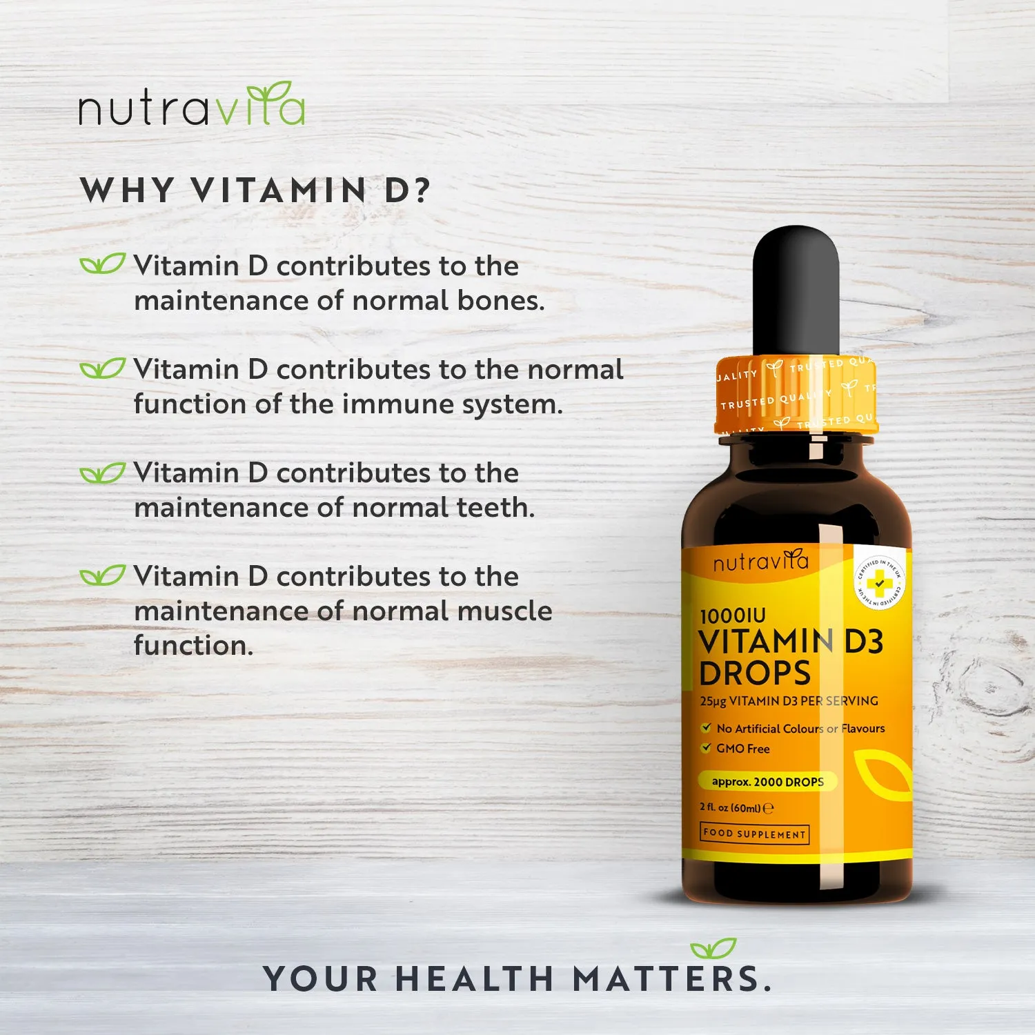 Nutravita Vitamina D3 Gocce 2000 gocce immunita ossa
