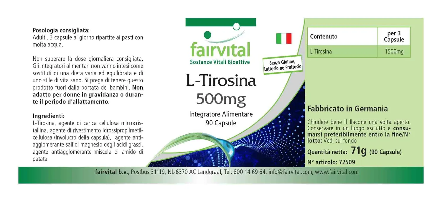 Fairvital L-Tirosina 500 mg capsule 90 capsule alto dosaggio