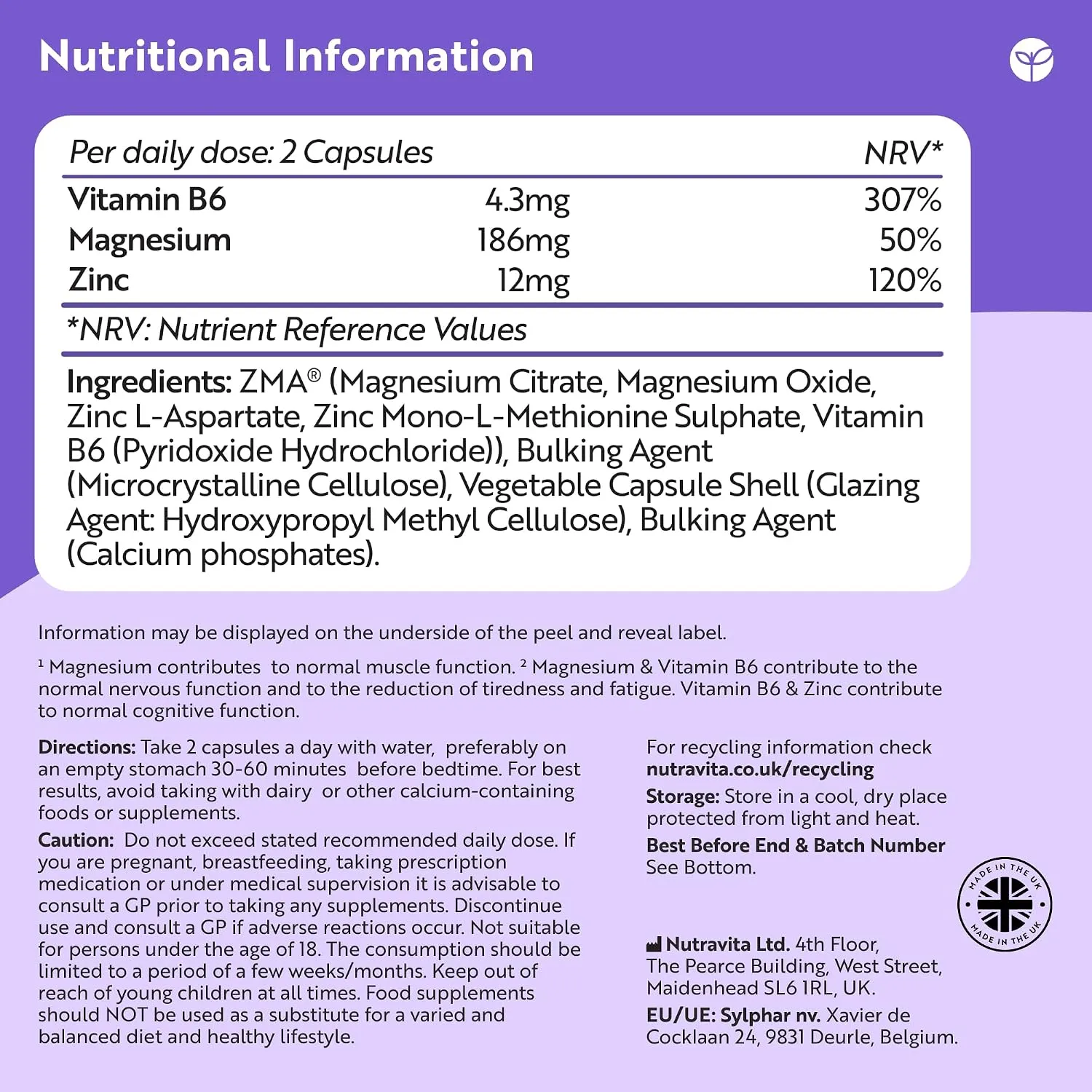 Nutravita ZMA Supporto Muscolare Capsule 120 Vegane
