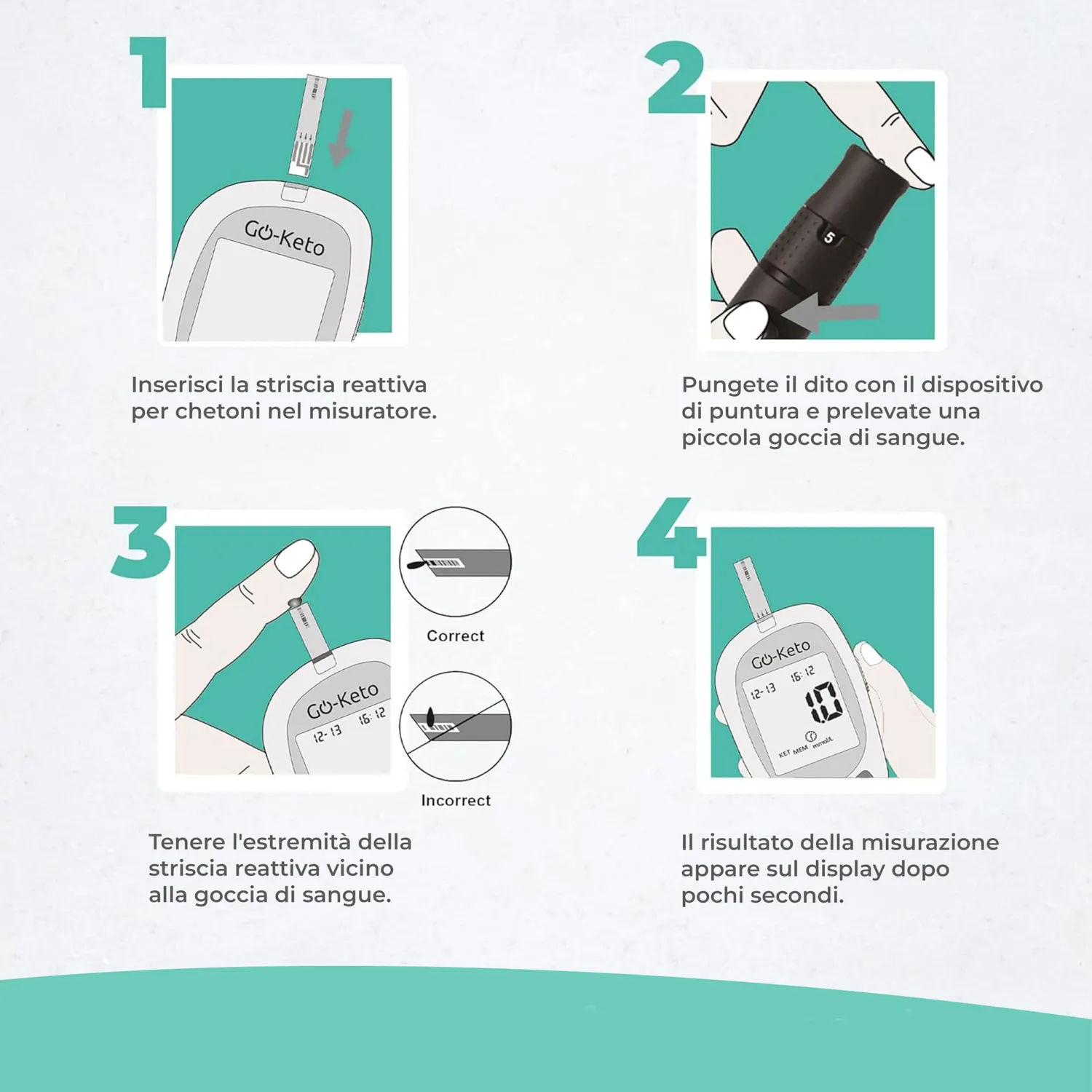 Go-Keto Misuratore Chetoni sangue starter set 10 strisce