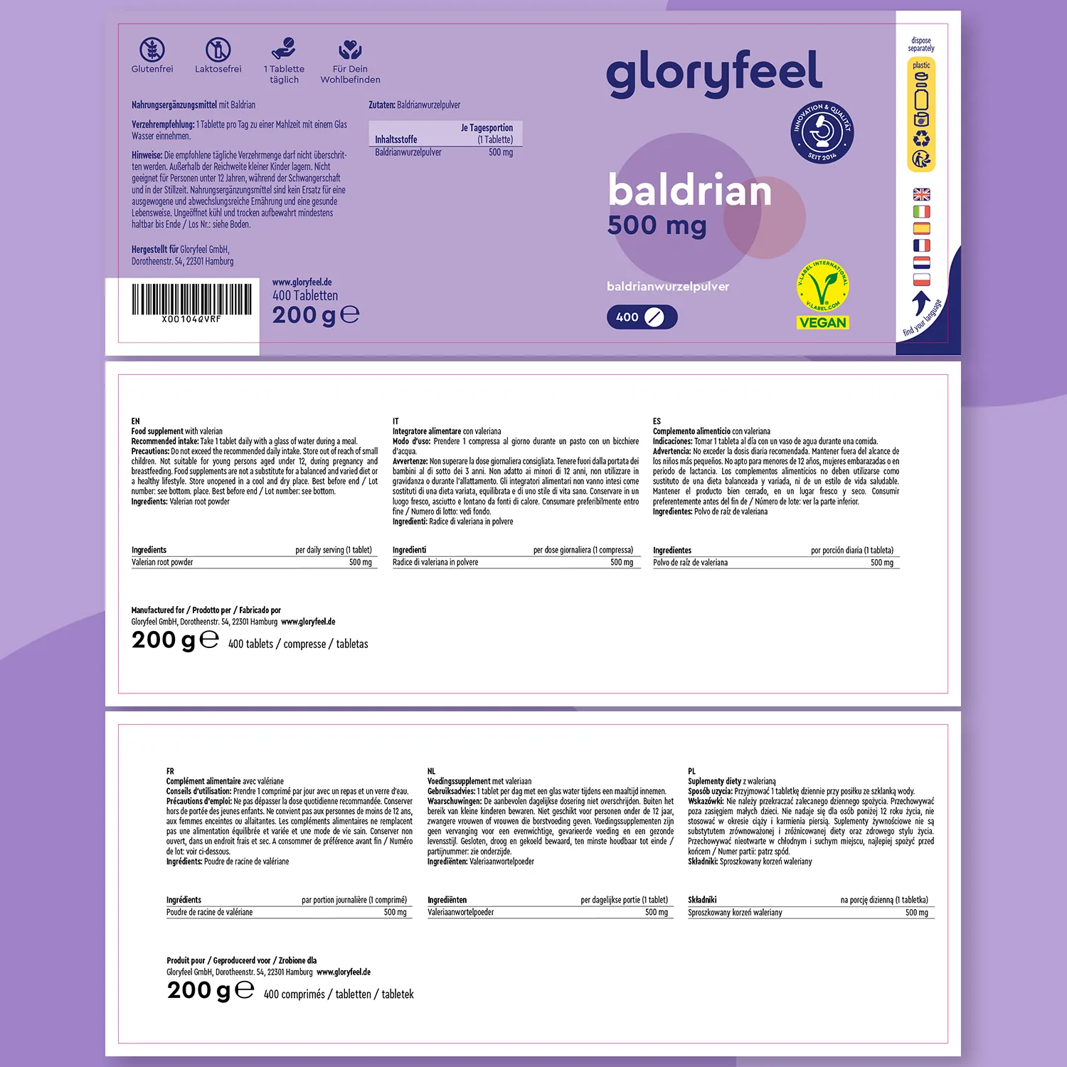 gloryfeel Valeriana Compresse vegan relax sonno