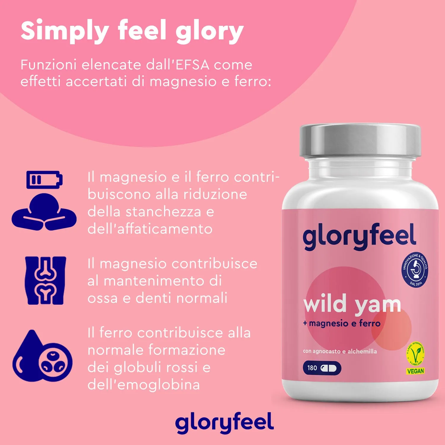 gloryfeel Wild Yam capsule igname agnocasto ferro