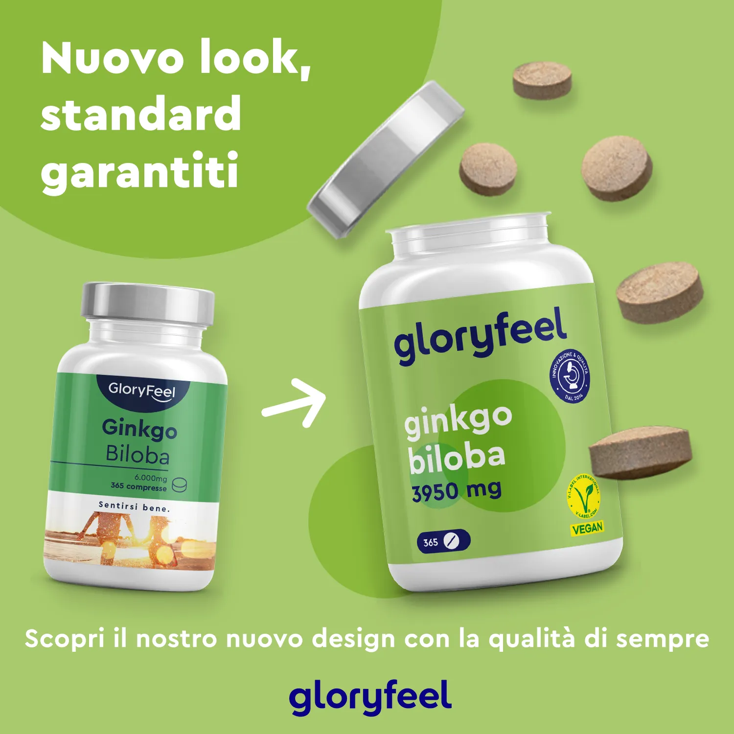 gloryfeel Ginkgo Biloba compresse 365 cps vegane