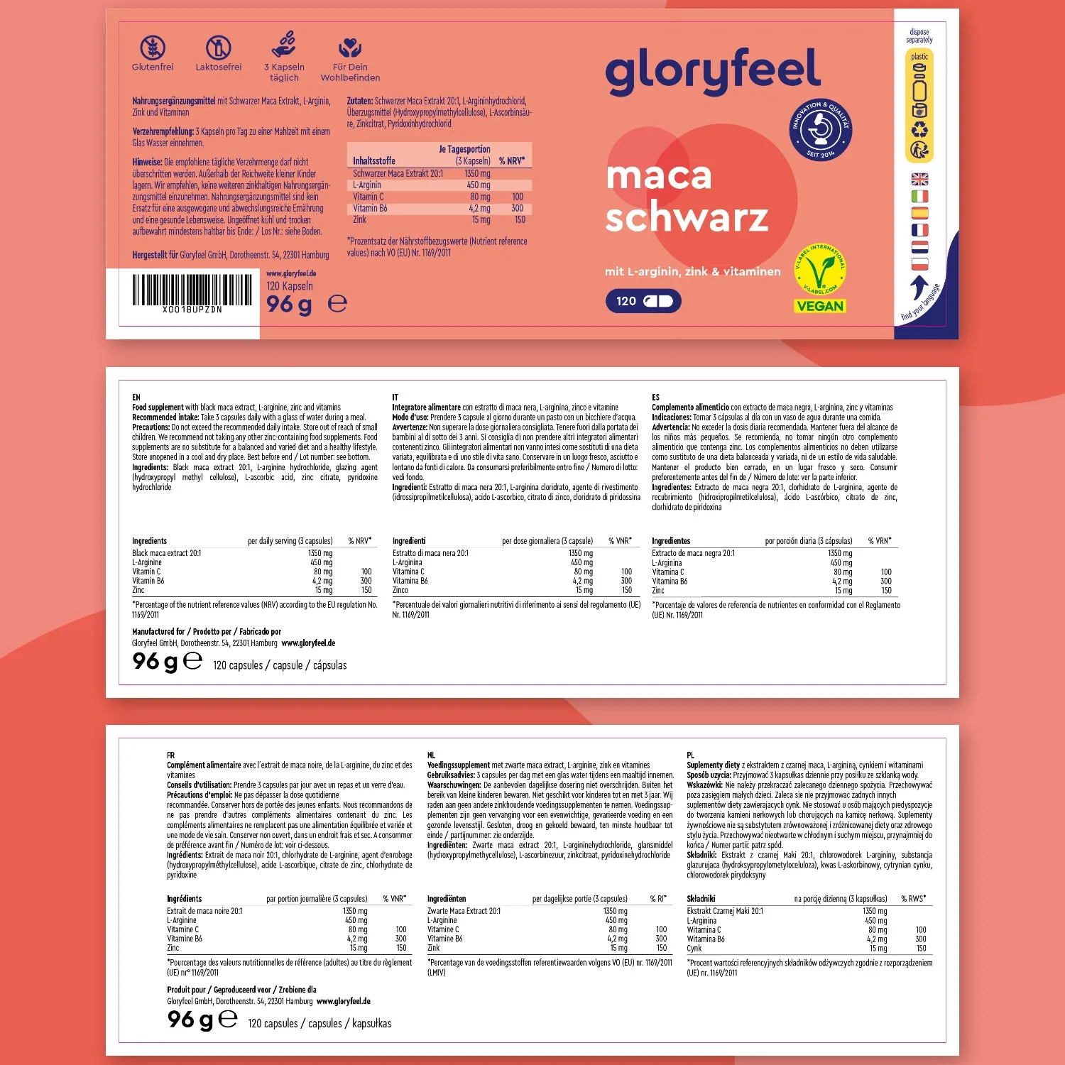 gloryfeel Maca Nera Peruviana capsule 120 capsule estratto 20:1
