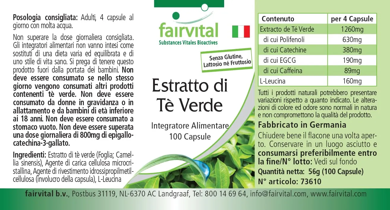 Fairvital Tè Verde Estratto capsule 100 capsule EGCG