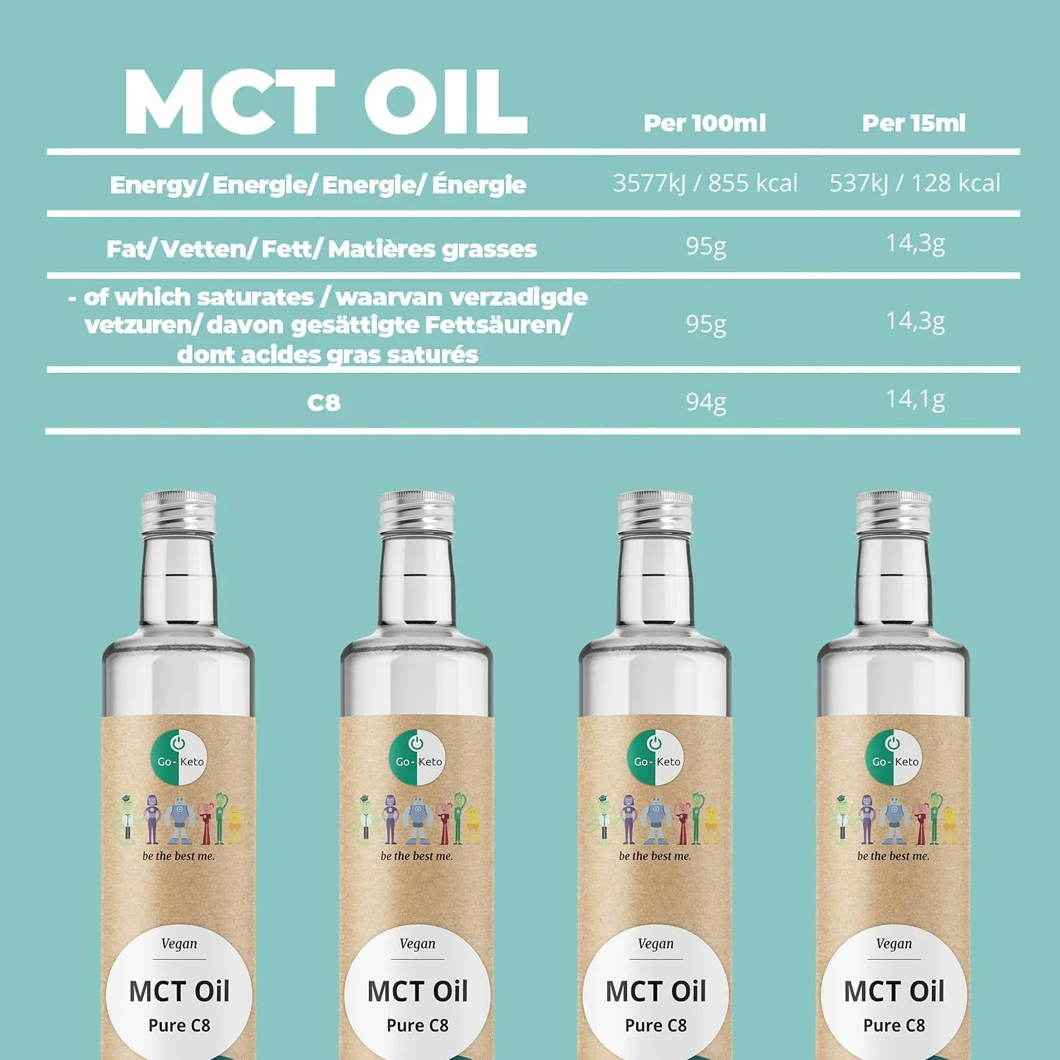 Go-Keto MCT C8 olio cocco 500ml vegano keto