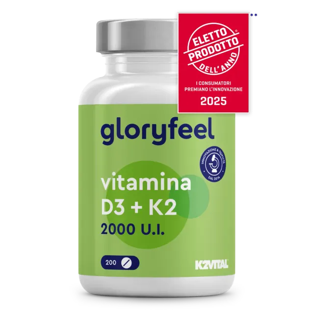 gloryfeel Vitamina D3 K2 2000 UI capsule 90 softgel con K2 MK-7