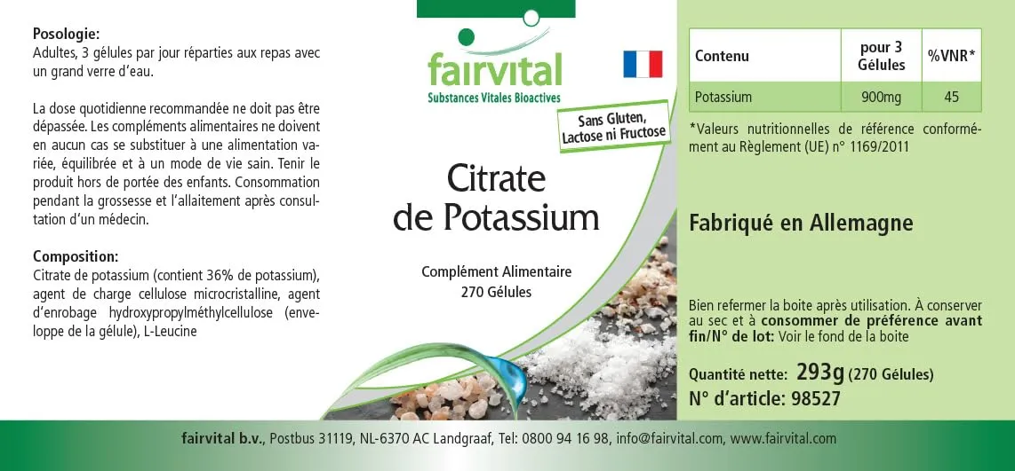 Fairvital Citrato di Potassio Capsule 270 pz Alto Dosaggio