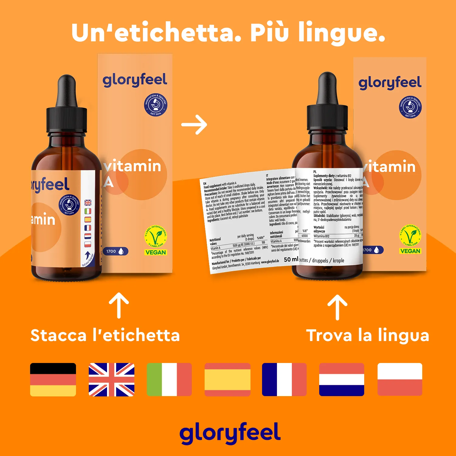 gloryfeel Vitamina A gocce 50 ml vegane