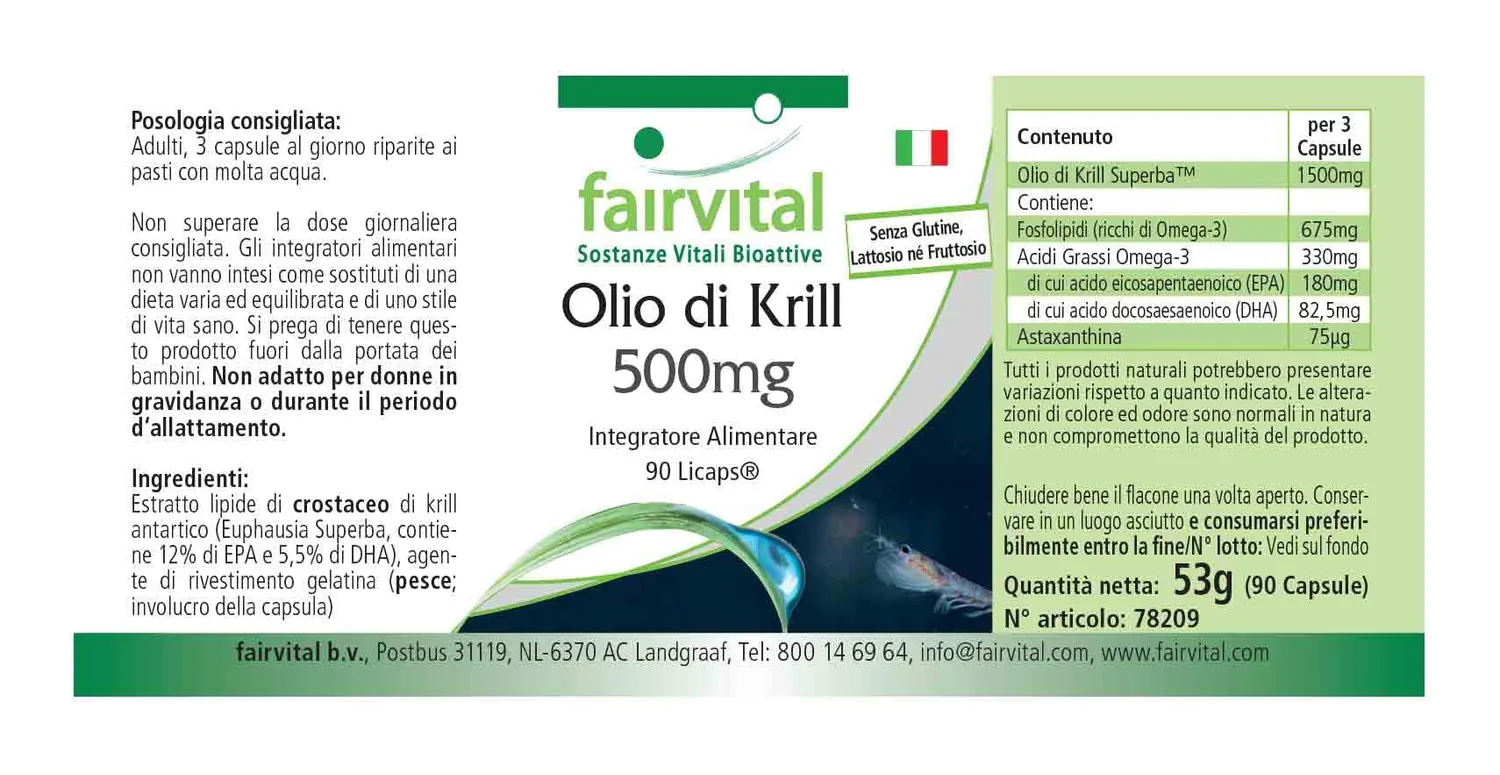 Fairvital Olio di Krill 500 mg capsule 90 capsule EPA DHA
