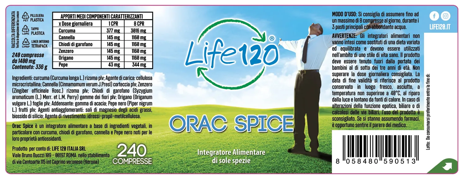 Life 120 Orac Spice integratore 240 compresse antiossidante