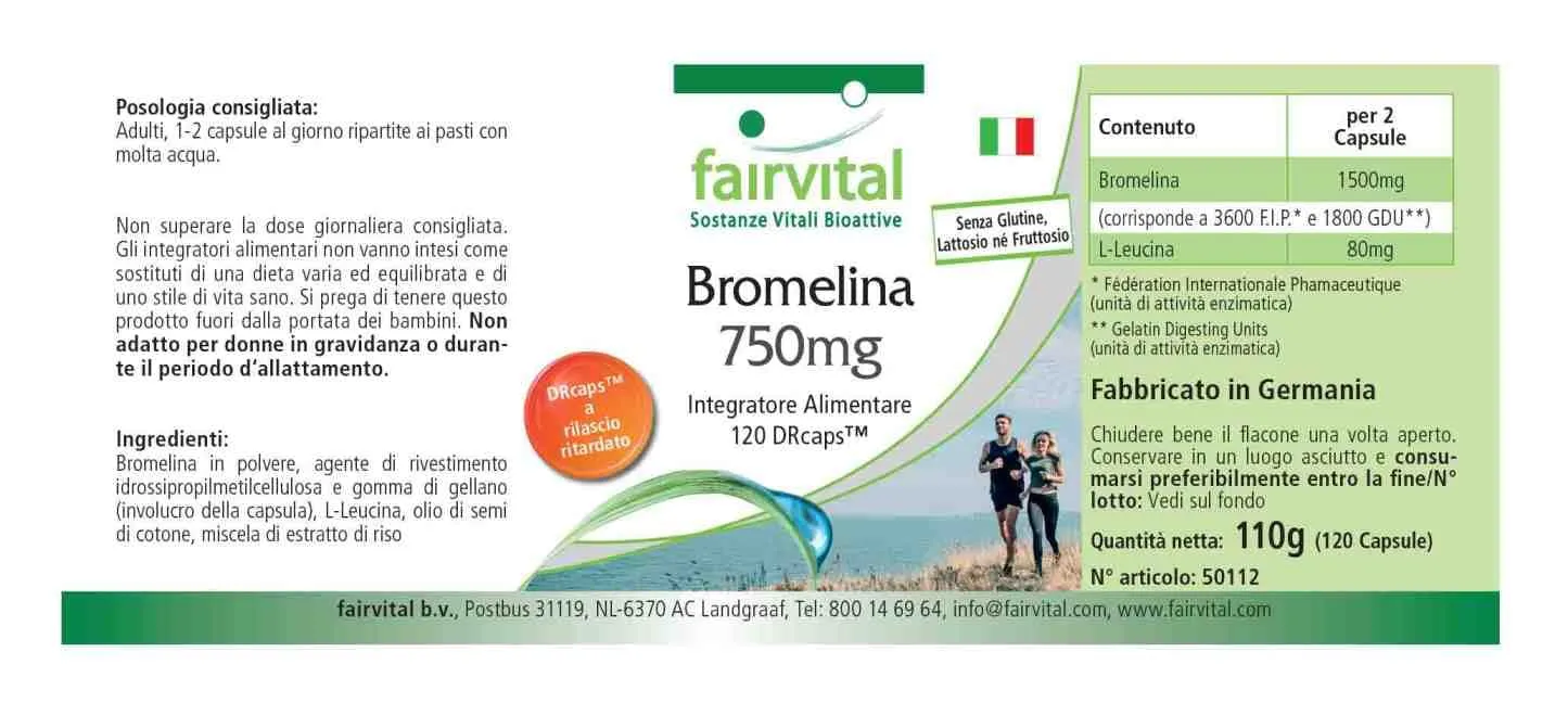 Fairvital Bromelina 750 mg capsule 120 pezzi alto dosaggio