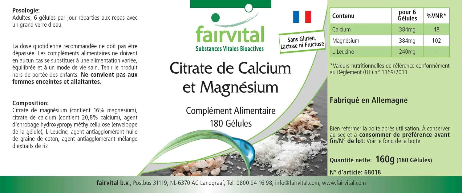 fairvital Cal-Mag citrato calcio magnesio 180 capsule