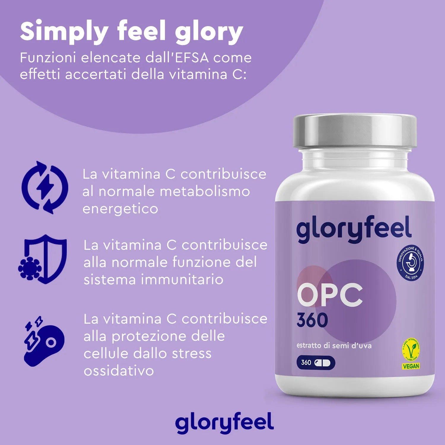 gloryfeel OPC 360 capsule integratore semi d'uva antiossidante