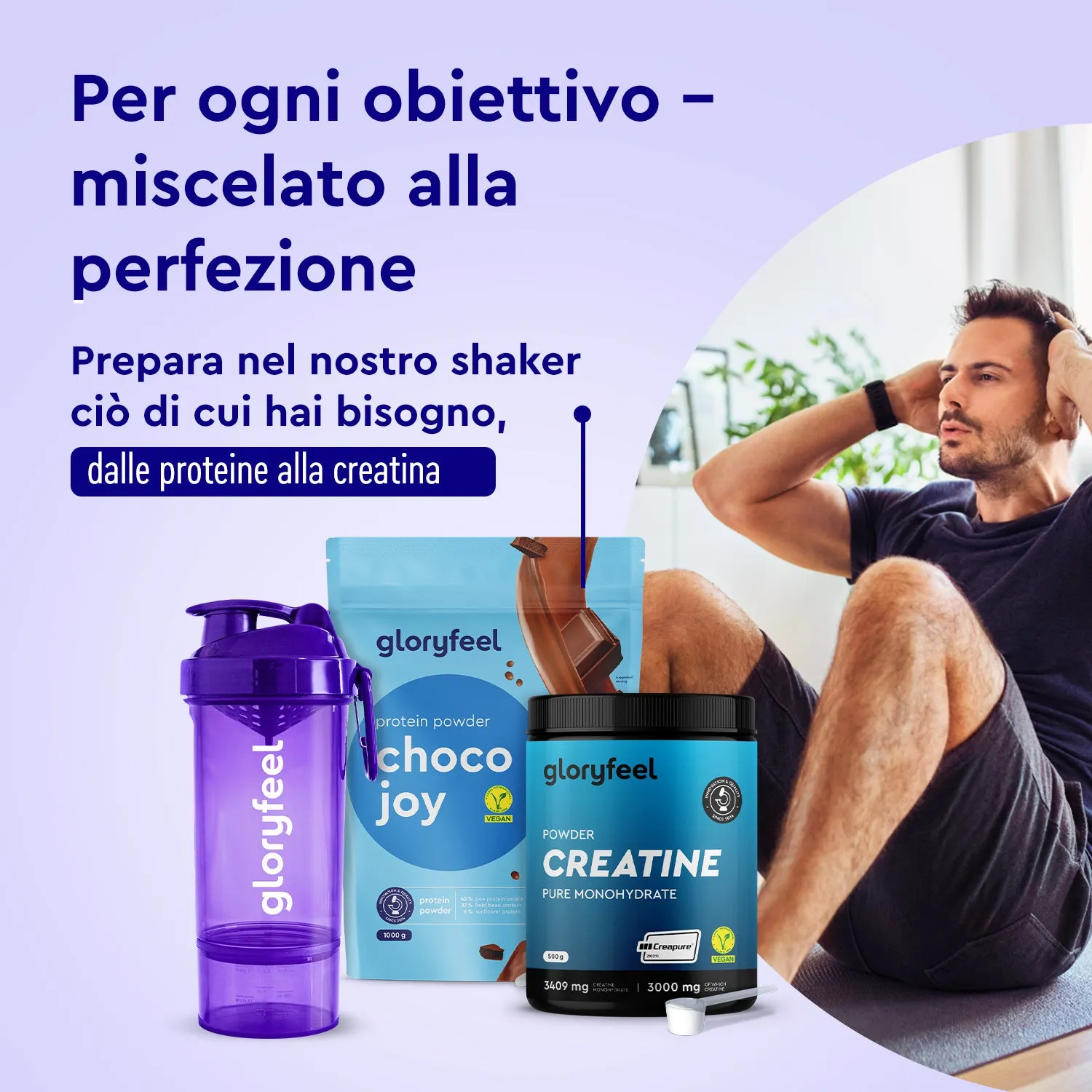gloryfeel Shaker proteine miscela sport palestra