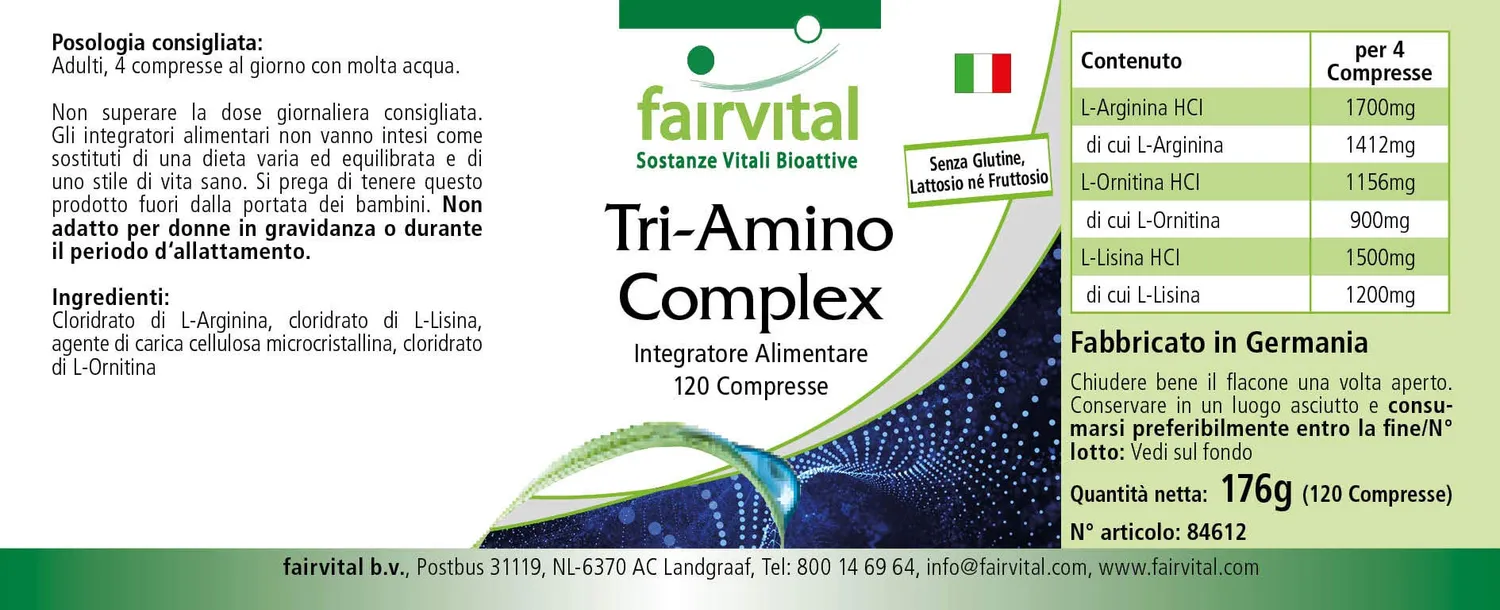 Fairvital Tri-Amino aminoacidi 120 compresse alto dosaggio