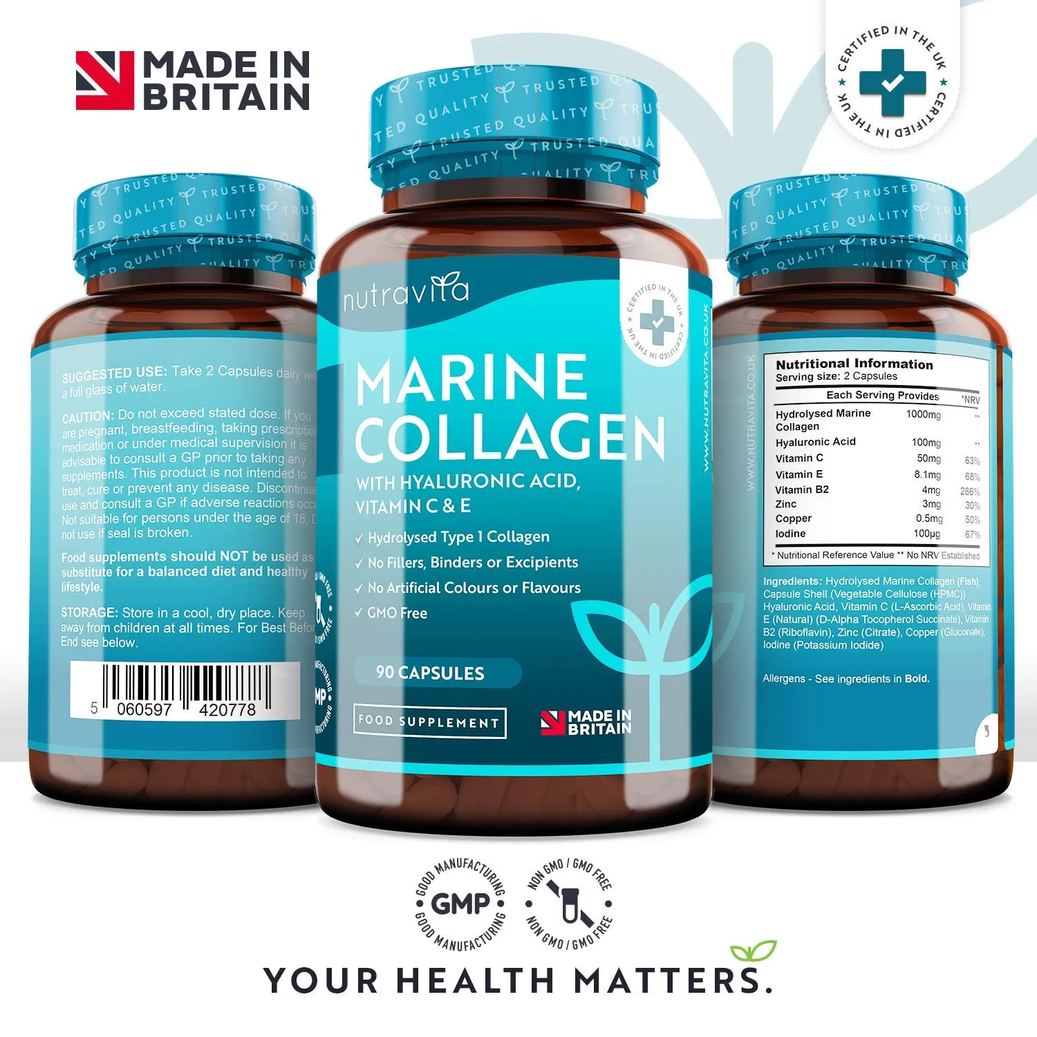 Nutravita Collagene Marino 1000mg 90 capsule pelle