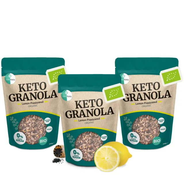 Go-Keto Lemon Poppyseed granola keto 3x290g senza glutine
