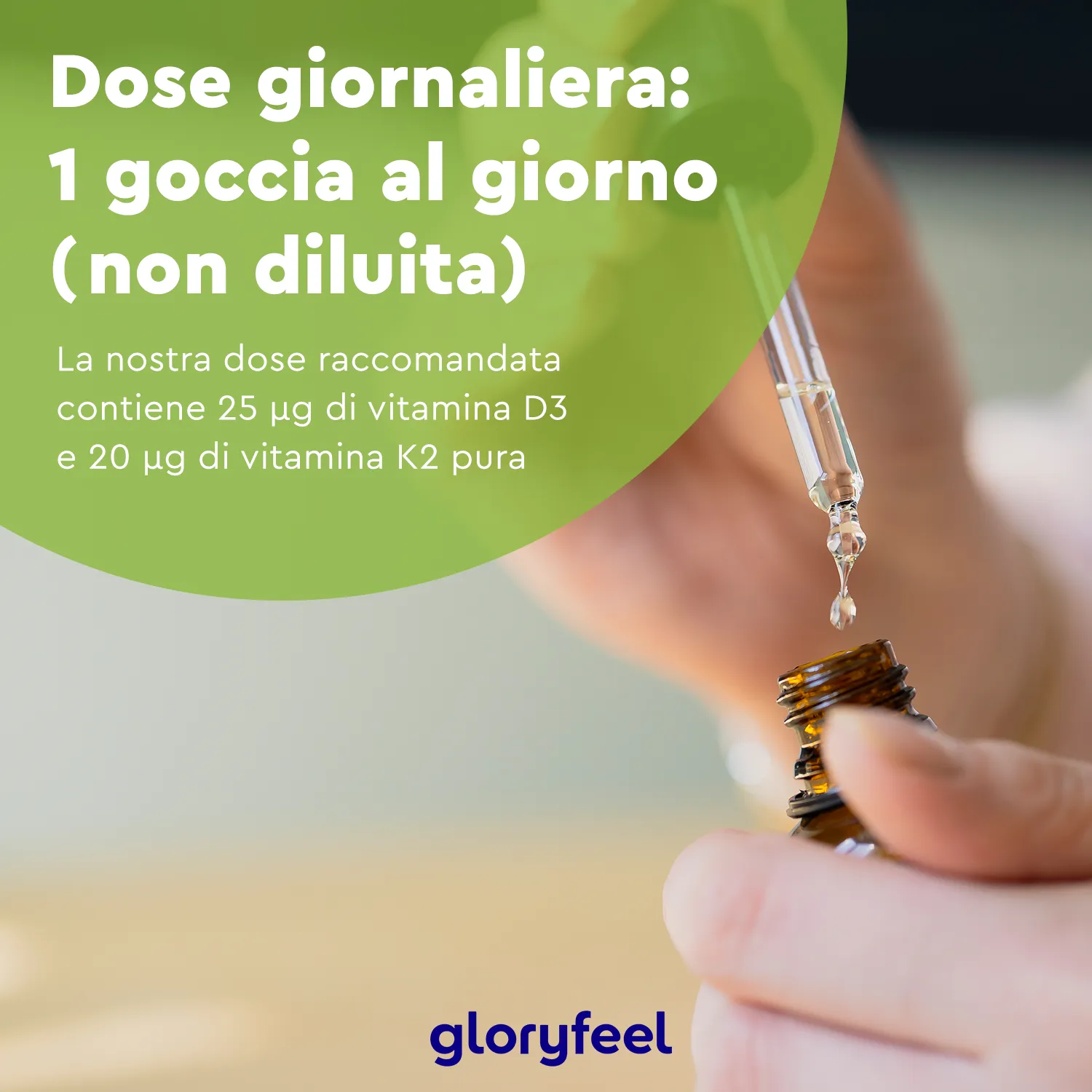 gloryfeel Vitamina D3 K2 gocce vegetariane K2VITAL ossa immunita