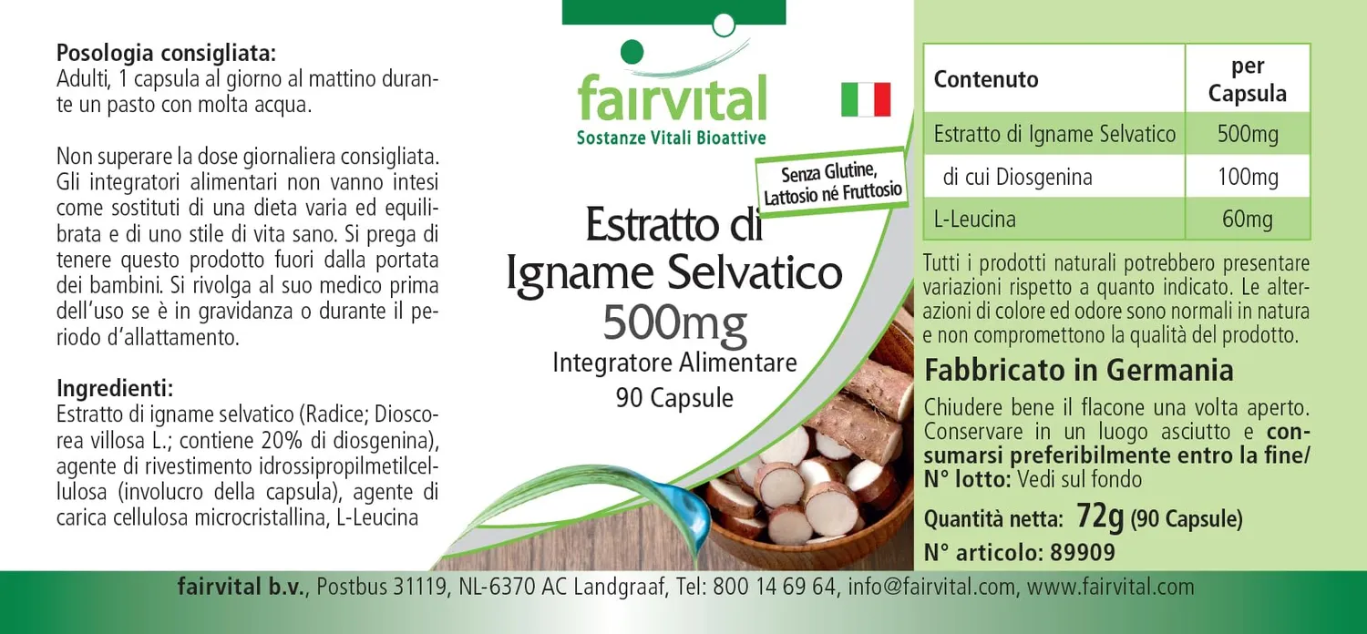 Fairvital Ignam selvatico 500 mg capsule 90 pezzi 20% diosgenina