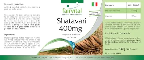 Fairvital Shatavari 400 mg capsule 180 capsule vegane alto dosaggio