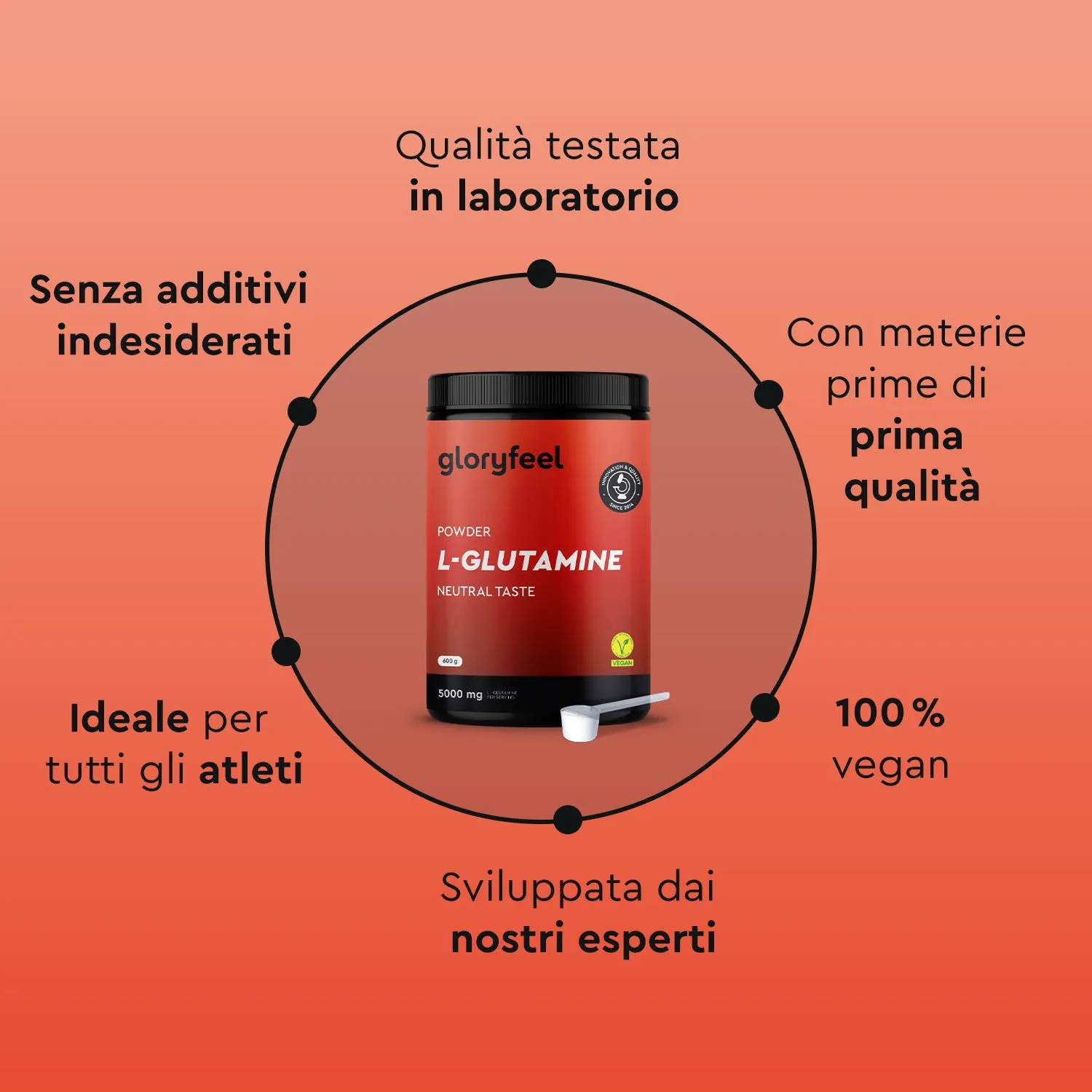 gloryfeel Glutammina in Polvere Integratore senza glutine